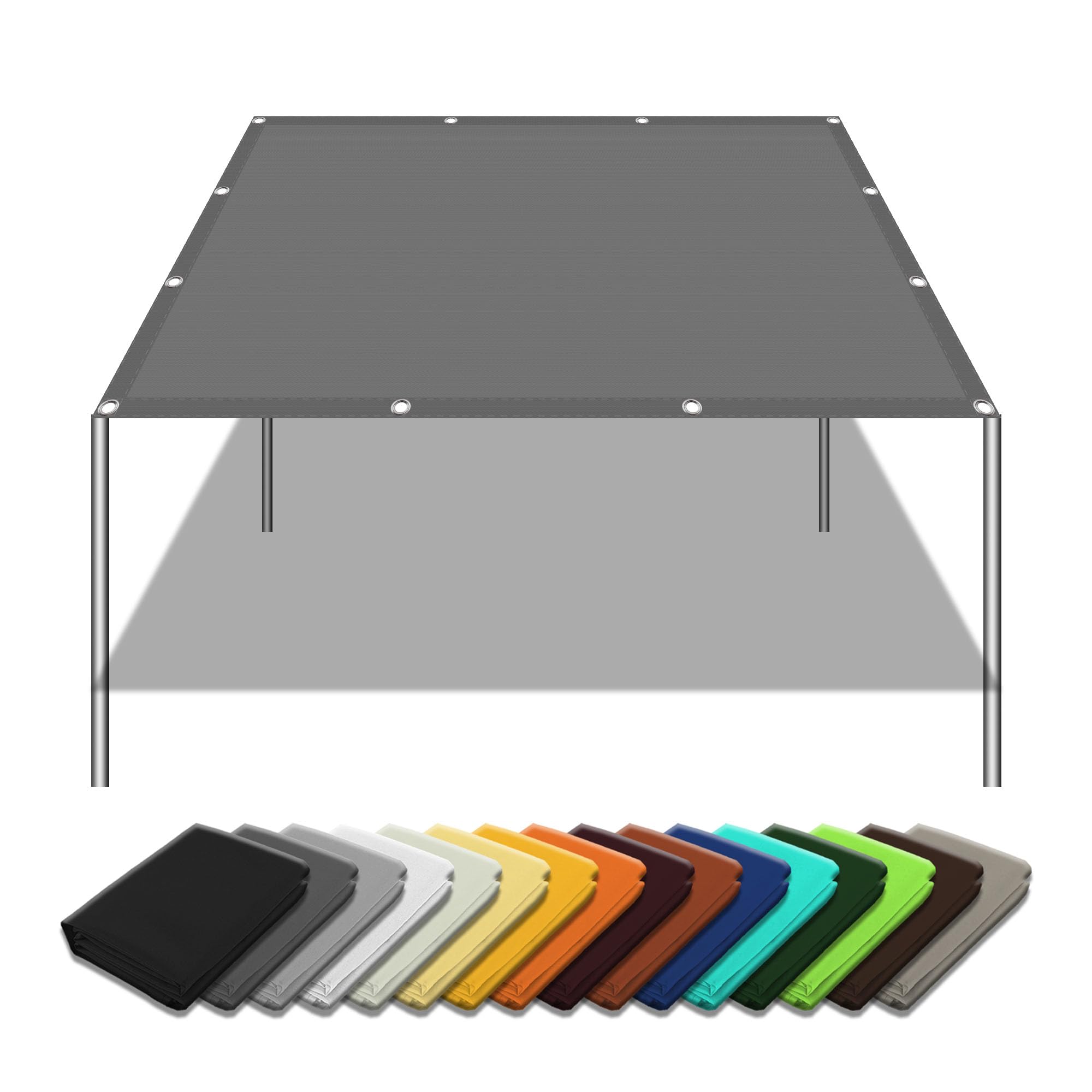 Voile d'ombrage rectangulaire 3x5m gris clair avec cordes