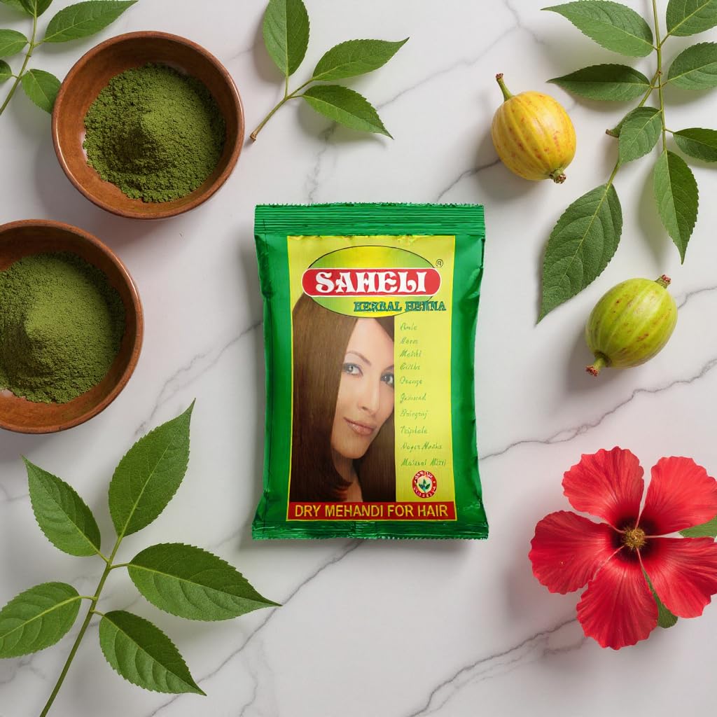 Saheli Herbal Henna – Natural Hair Color & Conditioner | 100% Pure Herbal Mehndi Powder for Healthy, Shiny Hair (120g x 12 Packs, 1.44kg Total)-image-49
