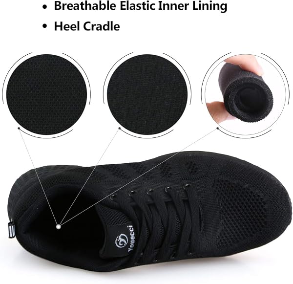 Youecci Chaussures de Course pour Femmes Légères - Chaussures de Marche Respirantes pour Sports, Tennis, Athlétisme, Gym, Baskets décontractées en Maille Anti-dérapantes - 4