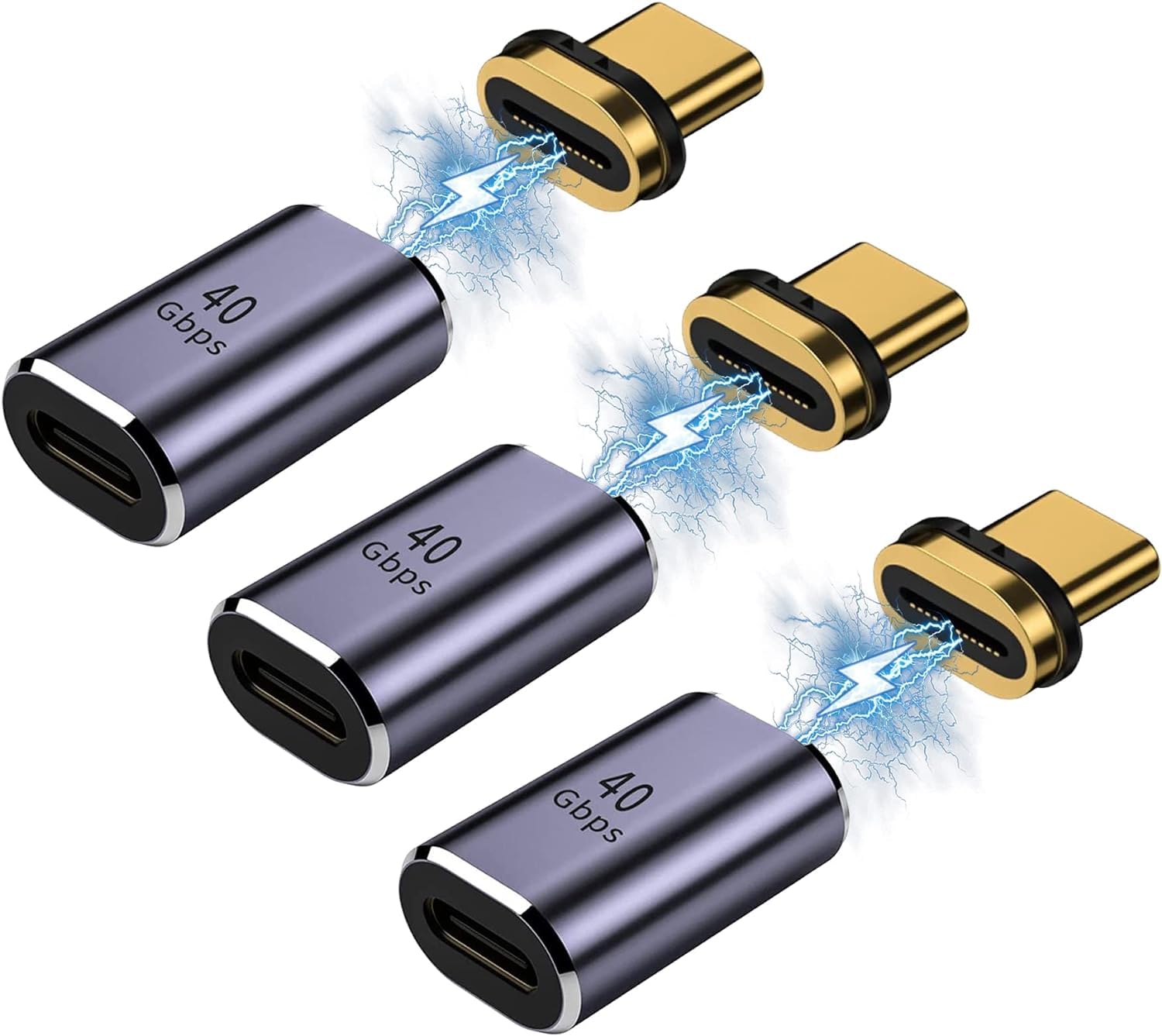 VOOCME USB C to USB C Magnetic Adapter 24 Pins Type C Connector Support USB4.0 PD 100W Charging USB4 40Gb/s Data Transfer@8K Video Output Compatible with iPhone Table More Type C Devices (1 Pack)-image-8