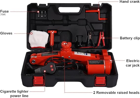 TYAYT 3 Ton 12V Electric Car Scissor Jack for Sedan, SUV and Tire Replacement