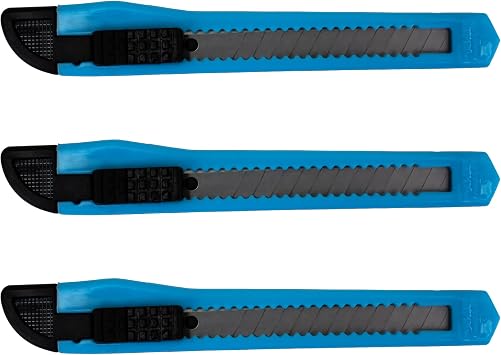 3 Sky Blue Small Retractable Utility Knife Wholesale 5 inch Manual Lock Box Cutter Snap Off Blade