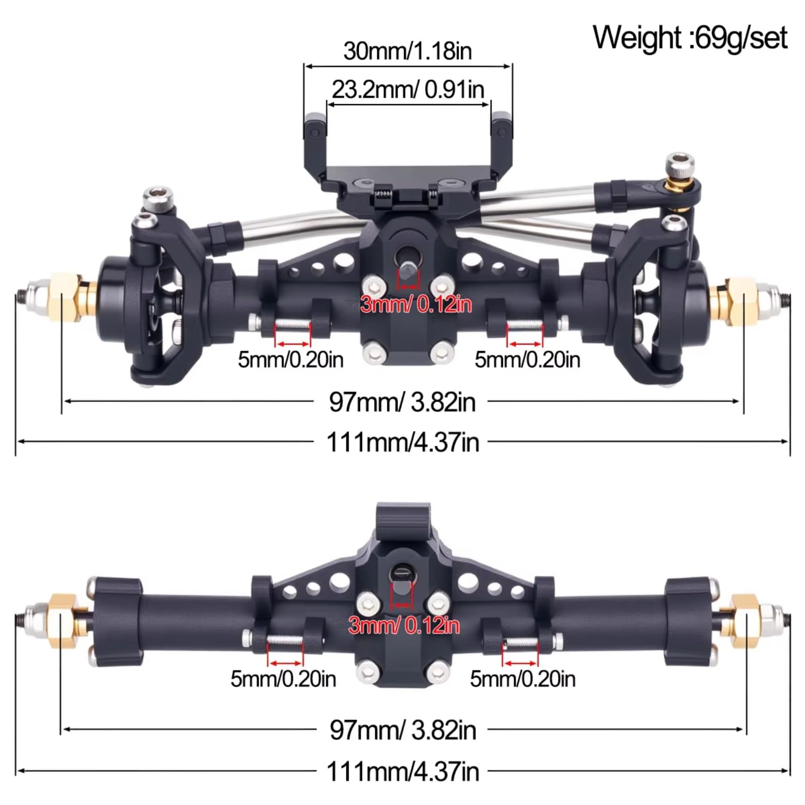 Per Axial Per SCX24 Per Gladiator Per Bronco C10 1/24 Plastica Anteriore Asse Posteriore Con Servo Mount RC Crawler Auto Parti Aggiornamento 1 Set Ricambi RC