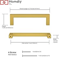 Vista 21 de homdiy 25 Pack 6-1/4 Inch Gold Handles for Cabinets Kitchen Cabinet Handles Brushed Brass Cabinet Pulls Gold Hardware for Cabinets Stainless Steel