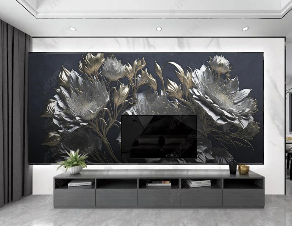 Papier peint intissé fleur relief 3D poster mural pour masquer défauts
