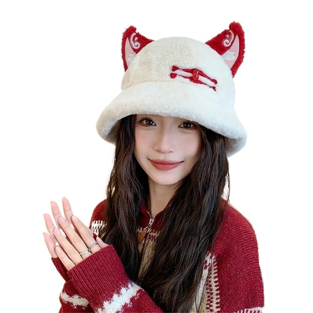 Chapeau seau en fourrure blanche pour rester au chaud avec style