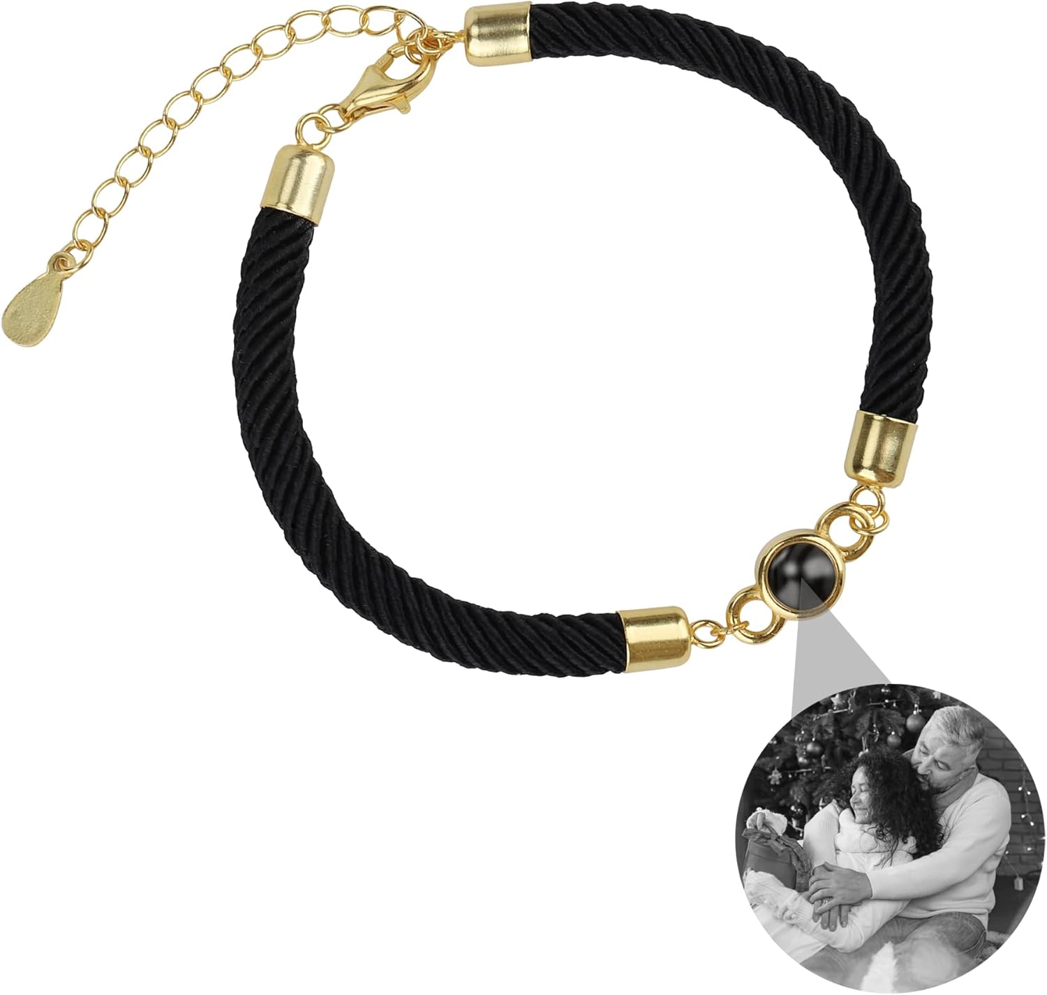 Personalised Circle Photo Bracelet Personalized Projection Bracelet 925 Sterling Silver Projection Bracelet for Couple Anniversary Memorial Gifts for Women/Men