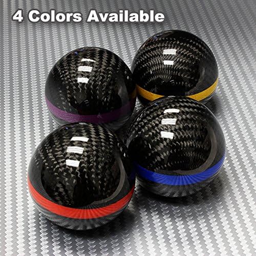 Miniatura 6 de Pomo de palanca de cambios manual universal de fibra de carbono con rayas moradas