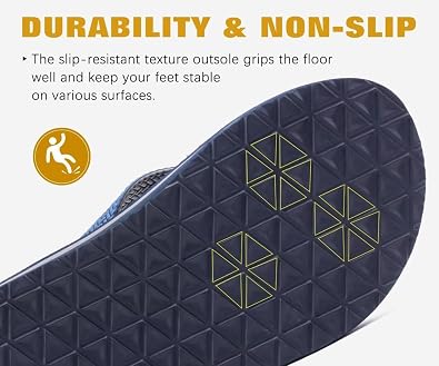KuaiLu Men's Flip Flops Arch Support Summer Beach Pool Water Thong Sandals Waterproof Rubber Walking Shoes