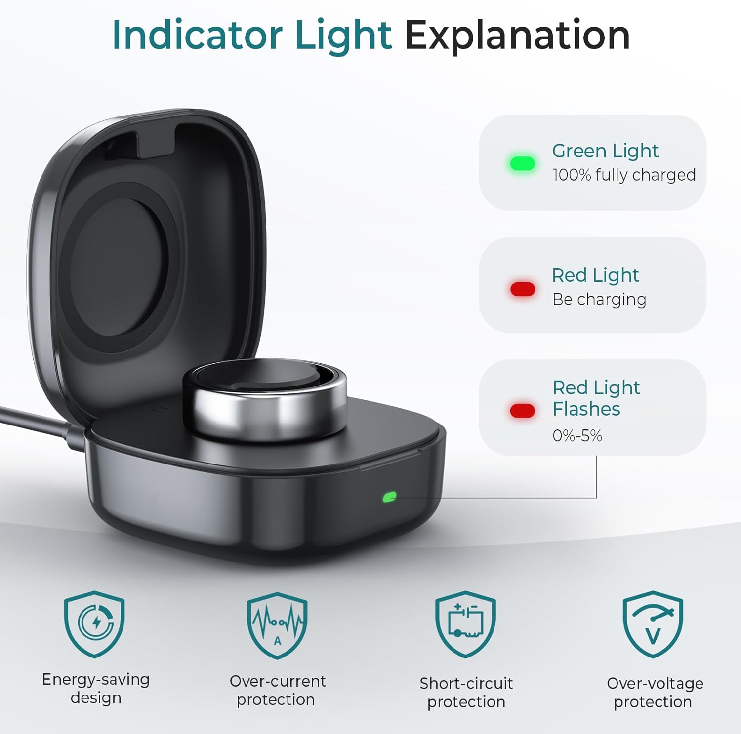 Upgraded Wireless Charging Case Compatible with O-ra Ring Gen3 Charger, Portable Travel Charger Dock with Indicator Light, Compact Charging Box for O-ra Ring Gen3 Heritage/Horizon（Black,Size 9）