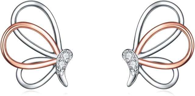 925 Sterling Silver Elephant, Penguin, Butterfly Stud Earrings, Elephant Necklace for Women