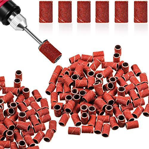 300 Pieces Nail Sanding Bands 180/80/ 240 Grit Fine Grit Nail Art Sanding Bands for Nail Drill Brown Manicure Sanding Bands Nail Drill File Refill for Manicure Artificial or Natural Nails (240 Grit)