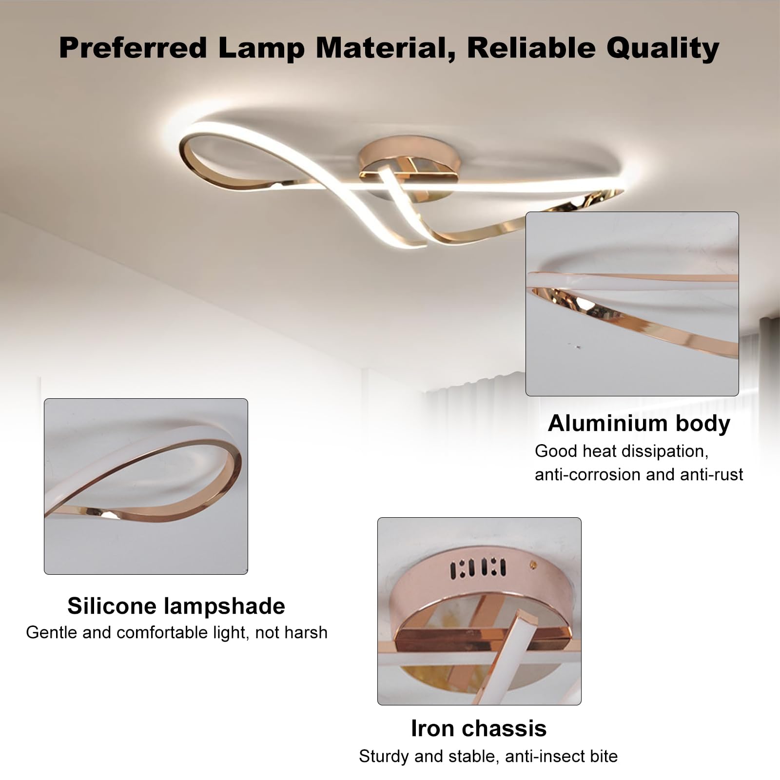 Dimmbar LED Deckenleuchte，Gold Modernes Verchromen Prozess Deckenlampe Mit Fernbedienung für Schlafzimmer Kinderzimmer Wohnzimmer KüChe Esszimmer Arbeitszimmer Innenbeleuchtung 80cm