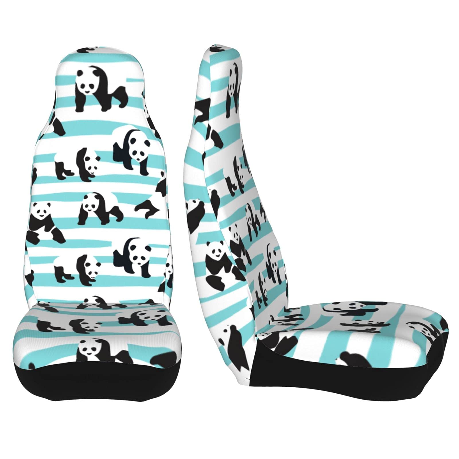 Docsckus 2 PCS Car Seat Covers Vehicle Cushion Protector, Auto Interior Accessories Universal Fit Most Car, Truck, SUV, or Van Cute Panda