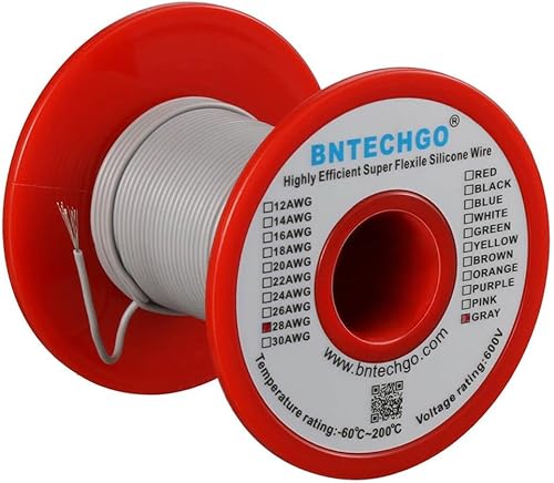 Vista 34 de BNTECHGO Carrete de alambre de silicona calibre 28 de 250 pies, negro, flexible, 28 AWG, alambre de cobre estañado trenzado