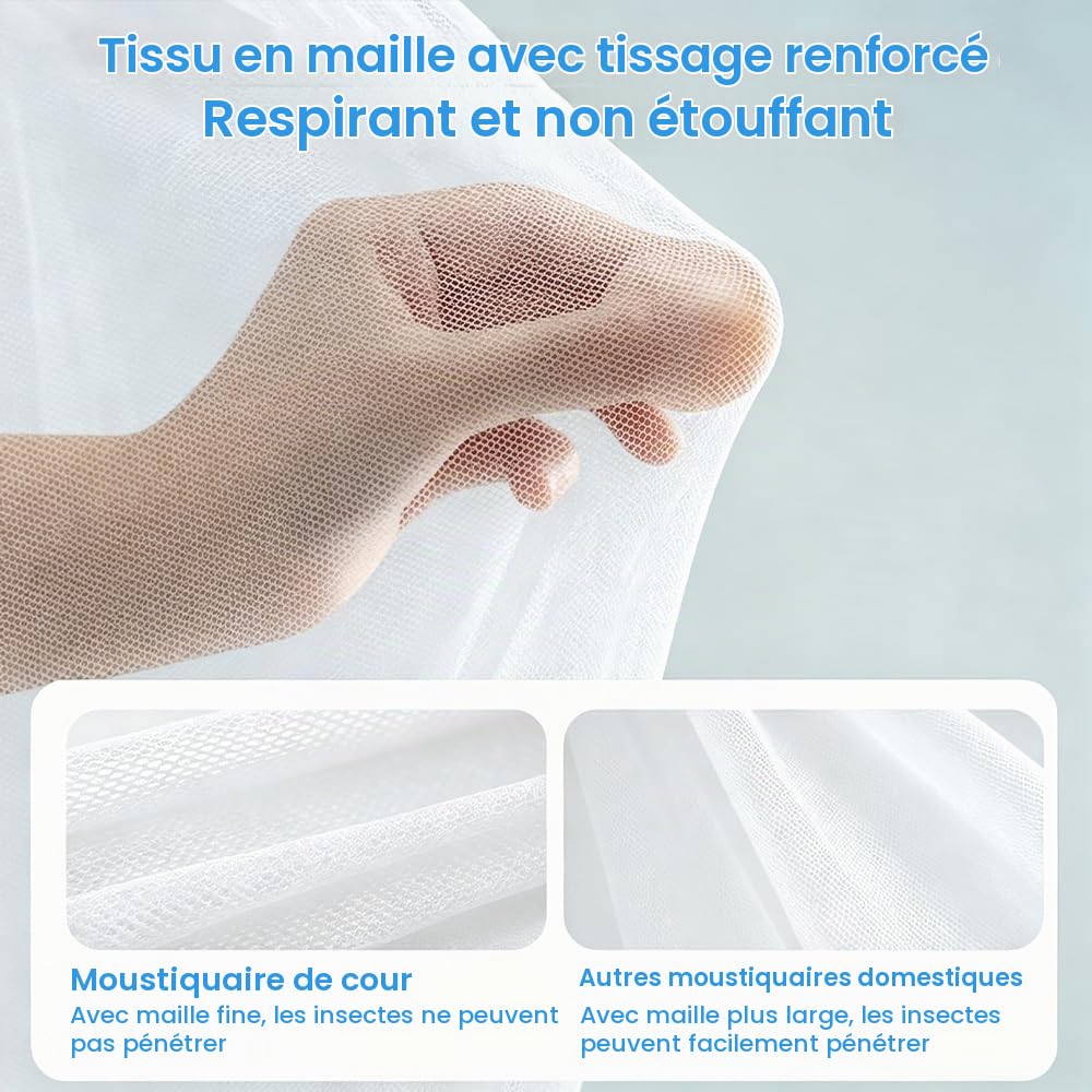Moustiquaire Extérieur, Rideau en Filet Rectangulaire 300 x 300 x 250 cm, Moustiquaire pour Pergola, Baldaquin pour Gazebo, Lit Double, Piscines, Porche Et Terrasse De Jardin (Blanc)
