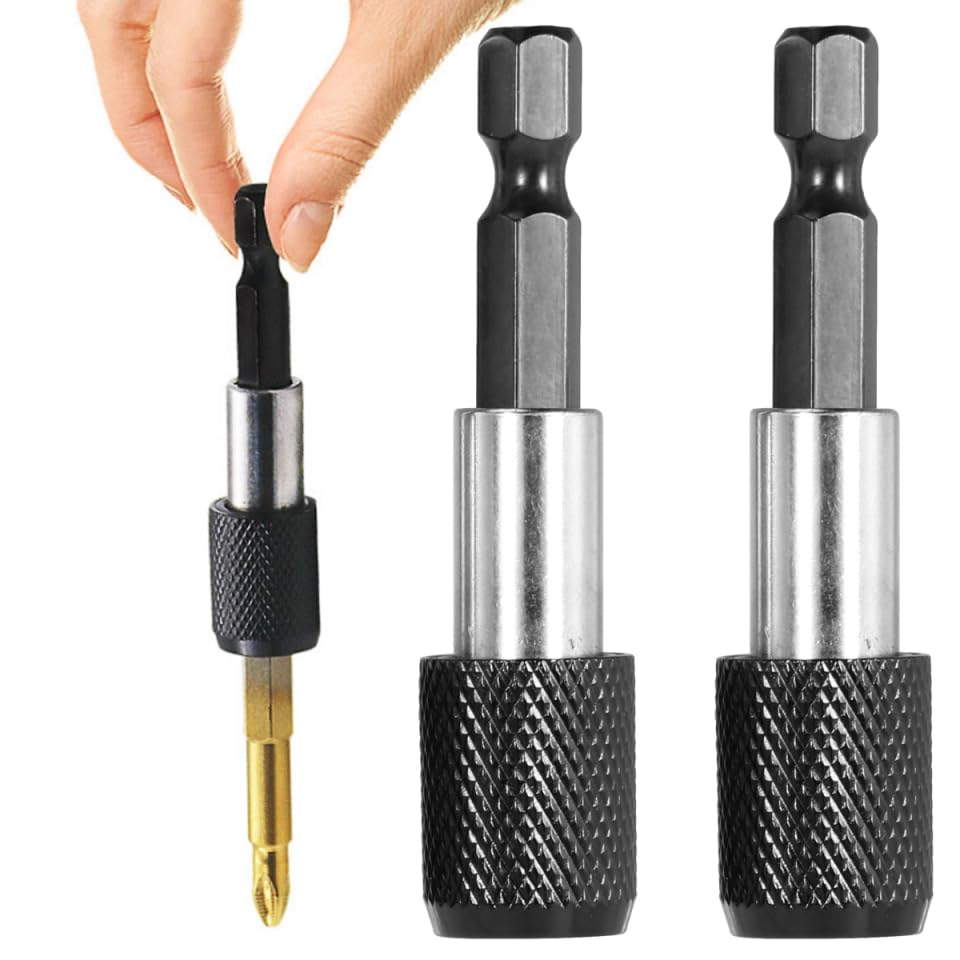 UPKOCH Quick Release Magnetic Screwdriver Bit Holder Extension Bar 1/4 Inch Hex Shank Locking Bit Holder for Drill Impact Driver Fast Changes 2.36In Length