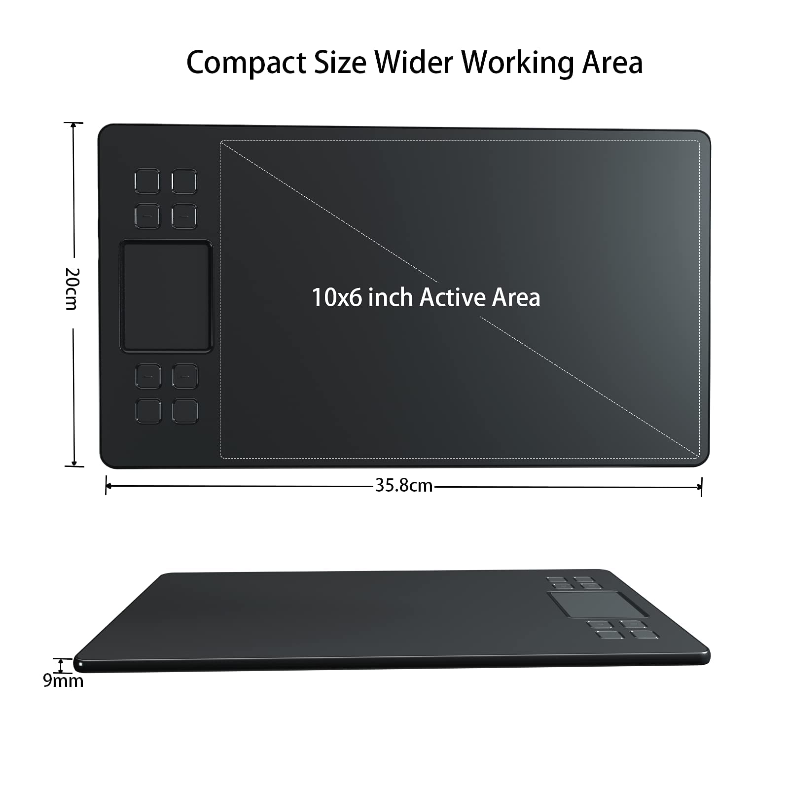 VEIKK Graphic Tablets, A50 10x6 Inch Pen Tablet with Smart Gesture
