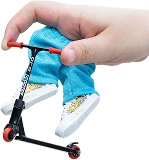Mini Finger Scooter, Finger Pants Shoes Alloy Finger Scooter Set with Mini Scooters, Finger Board Accessories for Fingertip Movement Party Favors Skateboarder (Black)