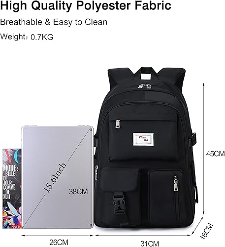 Miniatura 3 de FANDARE Mochila casual Daypacks Bolsa grande para laptop, Negro -, Mochilas Daypack