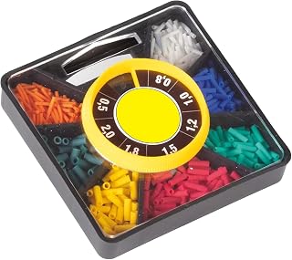 Juego de anillos de boya de goma, caja dispensadora de 7 compartimentos, 0,5 hasta 2,0 mm + pegatinas de Petri Heil!