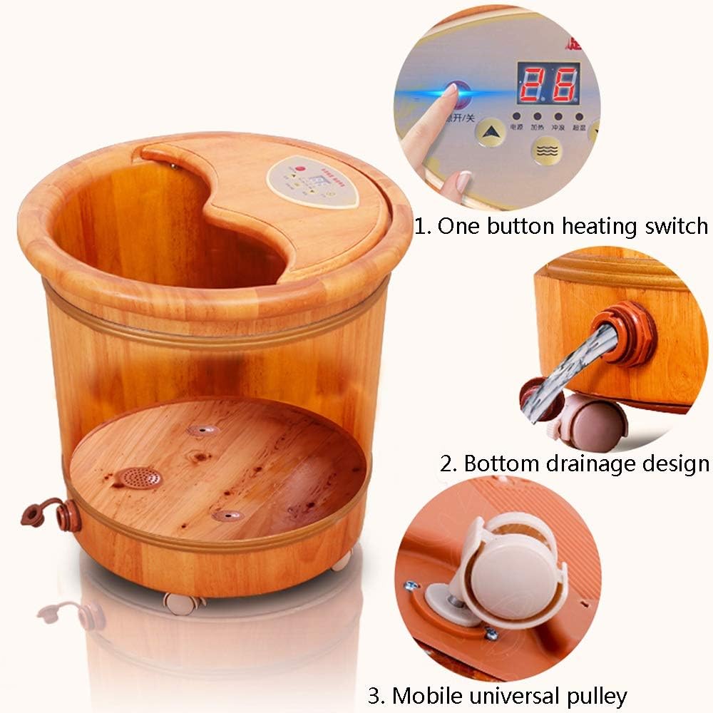 Foot Spa Bath Massage Motorized Massager，Cedar Foot Bath Barrel Smooth And Delicate Pedicure Barrels Pedicure Bowl Spa Massage For Soaking Feet Massager Foot Tub