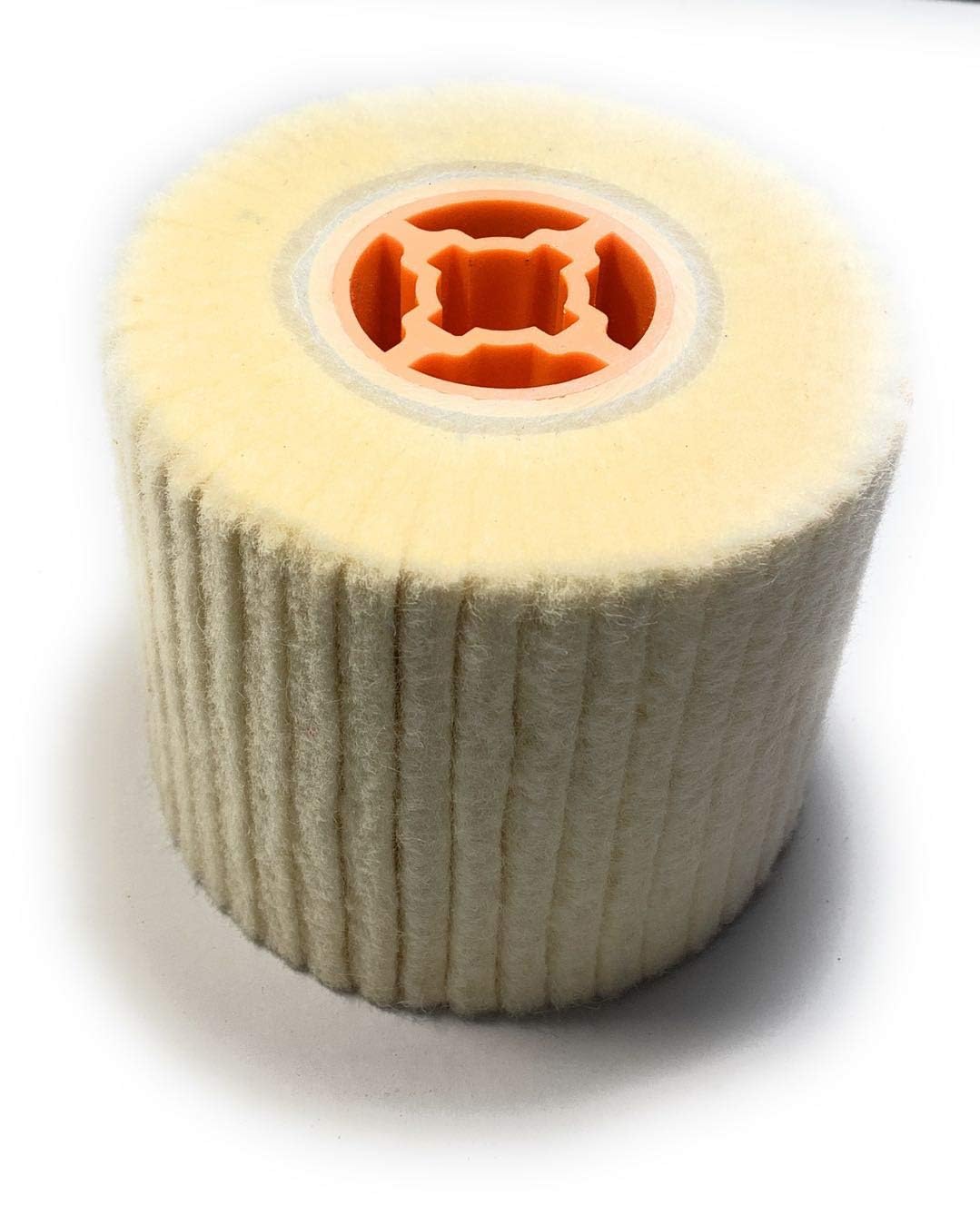 SIGNI Wool Felt Wheel Buffer Wheel Buffing Drum Mirror Burnishing Polishing Brush for Rust/Dust Removal,Jewelry/Glass 4.5 INCH (OD 110X100MM)