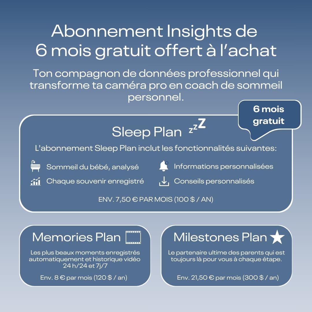 Nanit Pro Babyphone Caméra, Support et Bande - Caméra Bébé - 1080p Vidéo & Audio Bidirrectionnel - Blanc (Nanit Pro + Support au Sol)