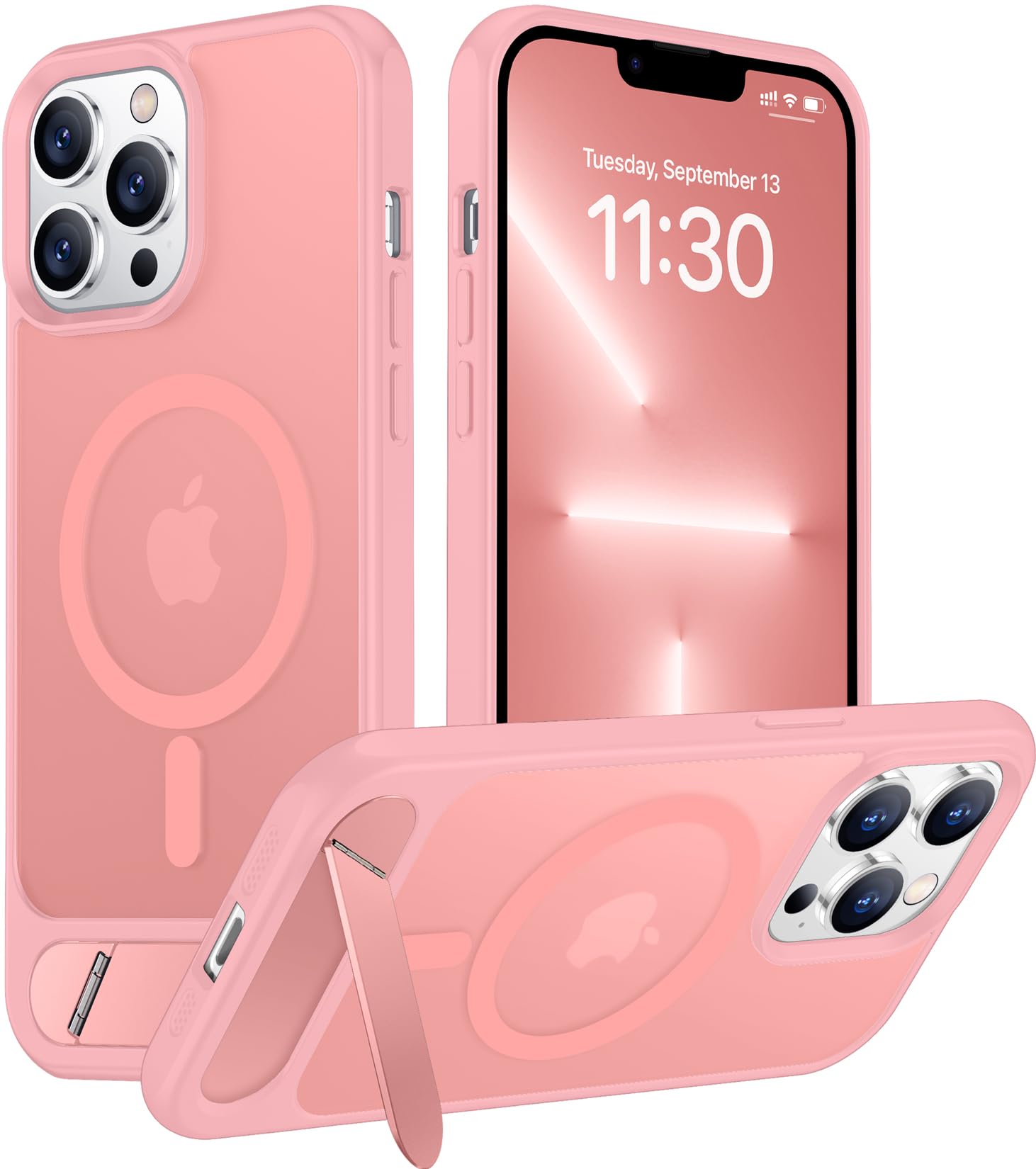 Temdan Magnetic Compatible with iPhone 13 Pro Max Case, [Built-in Invisible Kickstand][Compatible with MagSafe][Military Grade Shockproof] Slim Translucent Matte Phone Case for iPhone 13 Pro Max 6.7"