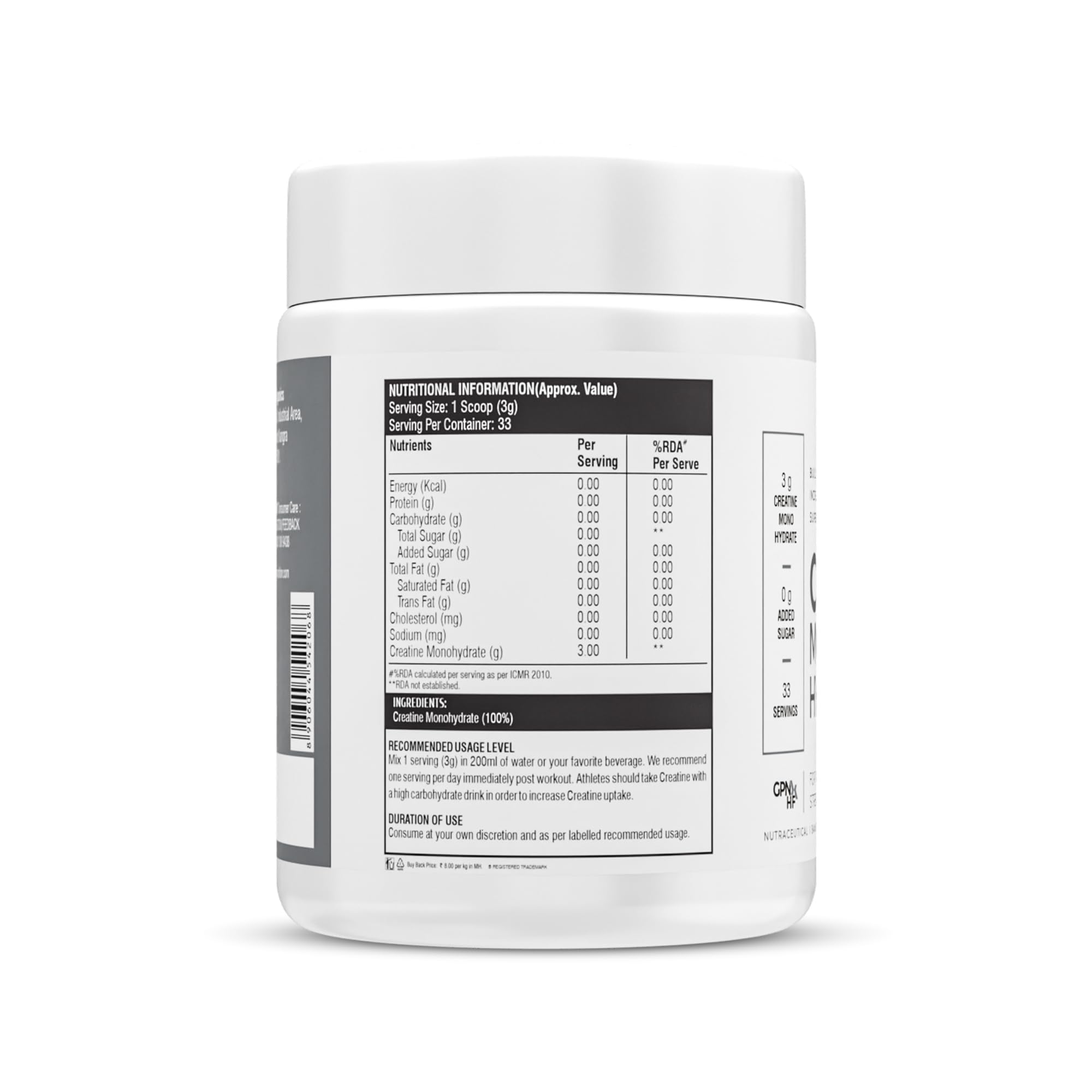 Healthfarm Creatine Monohydrate Powder - 3g of Micronized Creatine Powder per Serving,Lab Tested (100 G) Enhanced Muscle Strength and Power | Fast Recovery | Increased Muscle Mass-image-11