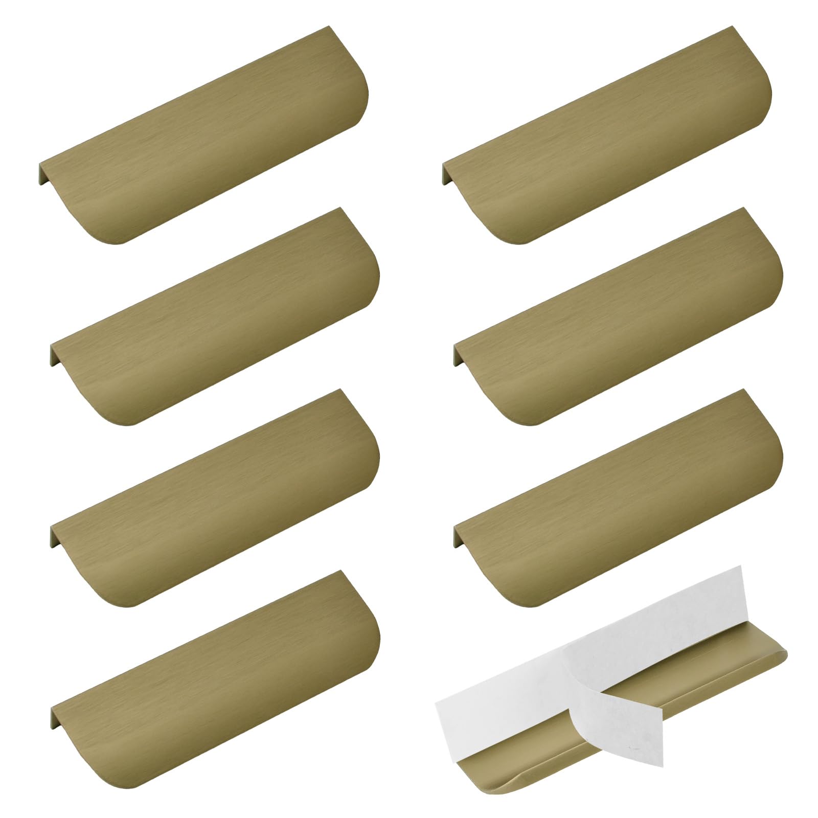 MOROBOR 10 Pack Finger Edge Pulls, Self-Stick Instant Cabinet Drawer Pull Handle Round Angle Aluminum Alloy Invisible Wardrobe Handles for Kitchen Bedroom Livingroom, 120mm/Bronze — image 1