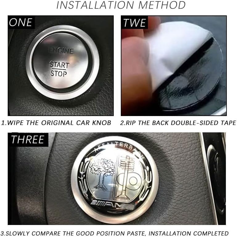 Miniatura 4 de LCWLJL Para Mercedes-Benz Accesorios Interior Cubierta del botón de arranque del motor Tapa de botón de encendido Metal Calcomanía para C E S M CLA