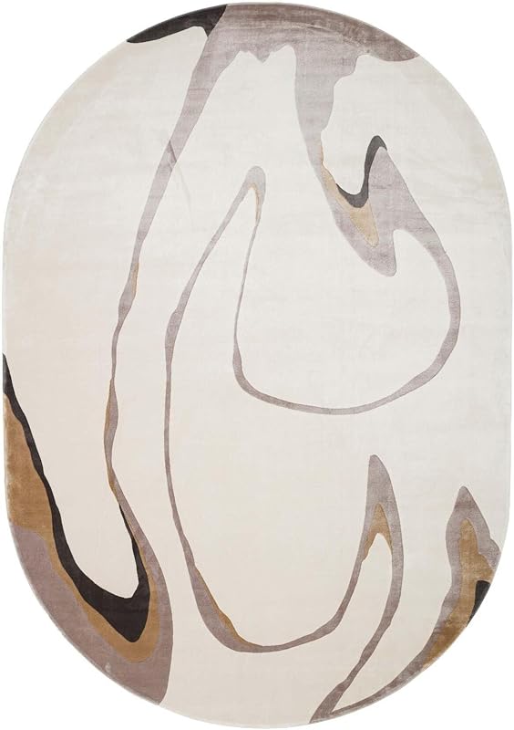 SODEF UTOPİA UTP 06 Cream Grey Abstract Cut Salon Rug | 78.7 x 118.1 in | Viscose & Polyester Blend | 0.28 in Pile | Modern Style | Fringe - Gray, 63x91 inch