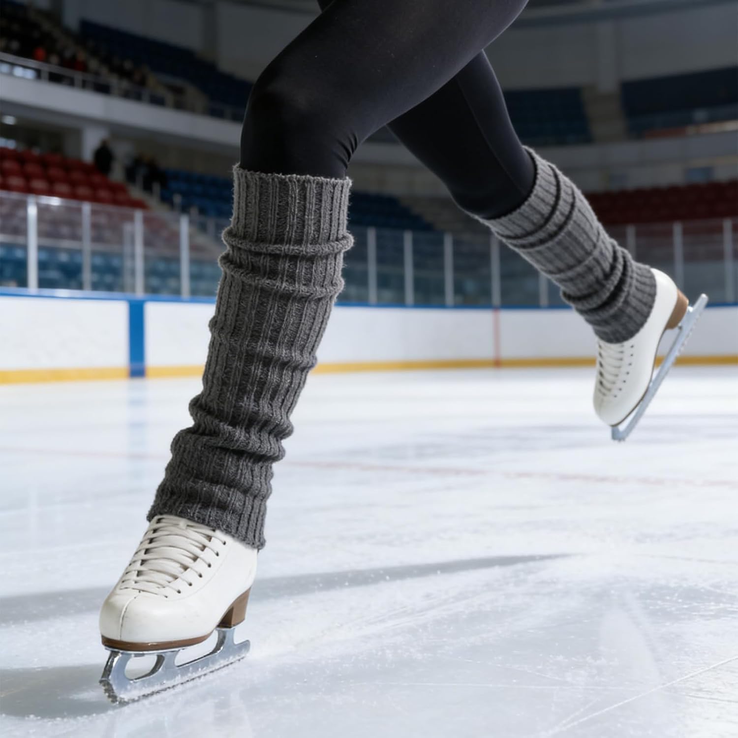 4 Pairs Skating Leg Warmers for Women Winter Ice Long Knit Leg Warmers Calf Socks for Ice Figure Skating