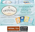 Twinings Herbal Variety Pack Individually Wrapped Teabags, Naturally Caffeine-Free, Includes Lemon, Mandarin Orange, Camomile & Goodnight Blends, 20 Count (Pack of 6), Enjoy Hot or Iced