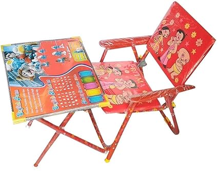 AVANI METROBUZZ Kids Study & Play Wooden Adjustable Folding Printed Table and Chair Set for (2 to 6 Year Old) Girls and Boys Baby - (Design 3)