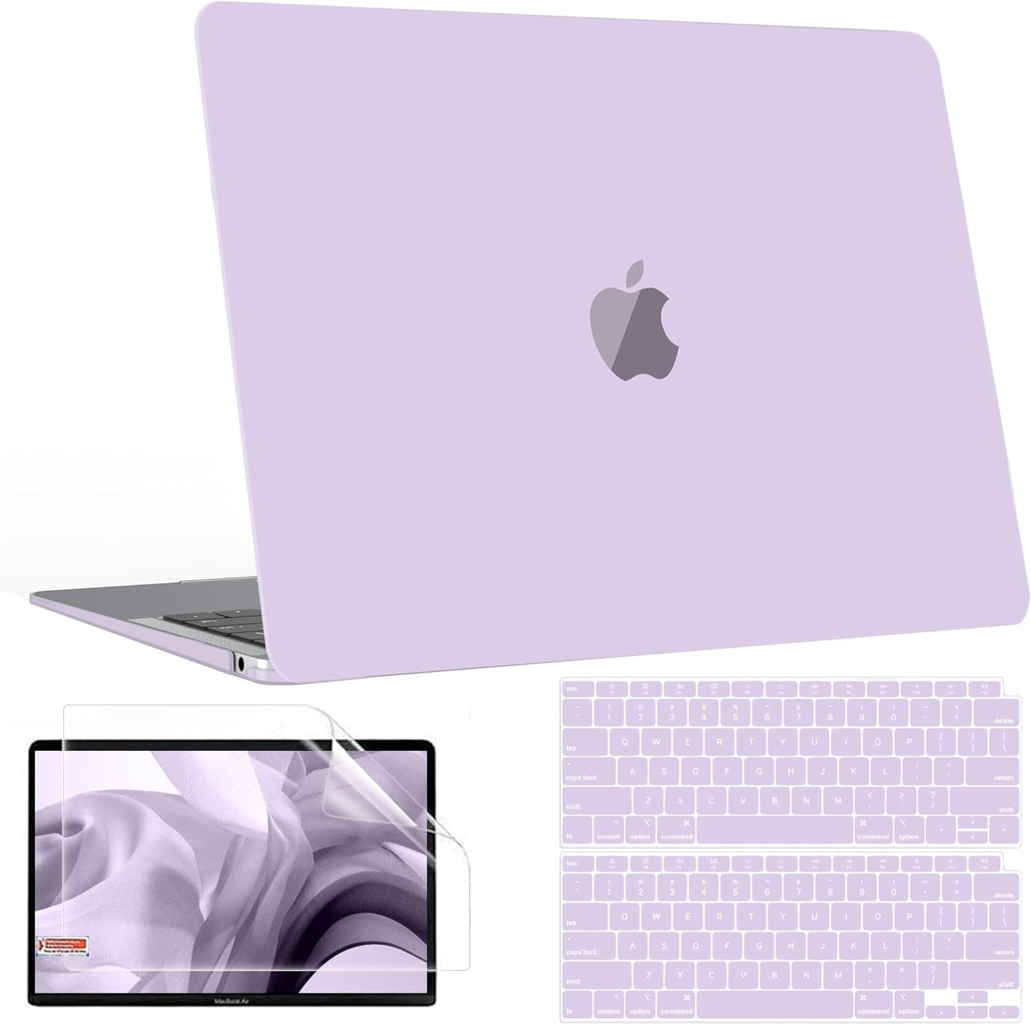 B BELK Compatible with MacBook Air 13 inch Case M1, MacBook Air Case 2021 2020 2019 2018 A2337 A2179 A1932 Touch ID, Plastic Laptop Hard Shell + 2 Keyboard Covers + Screen Protector, Lavender Purple