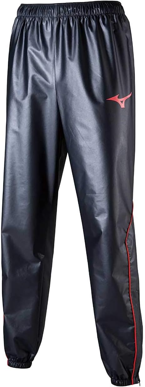 Mizuno 32MF9125 Training Wear, Windbreaker Pants (Sweat Release) Standard, Black/Chinese red