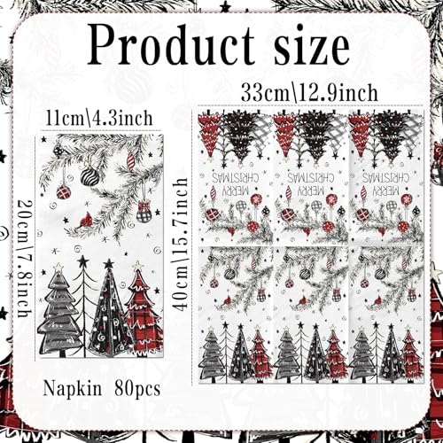 Christmas Napkins Paper,80pcs Christmas Guest Napkins Xmas Tree Disposable christmas Dinner Napkins for Winter Themed Guest Towels Disposable Bathroom Supplies – Image 6