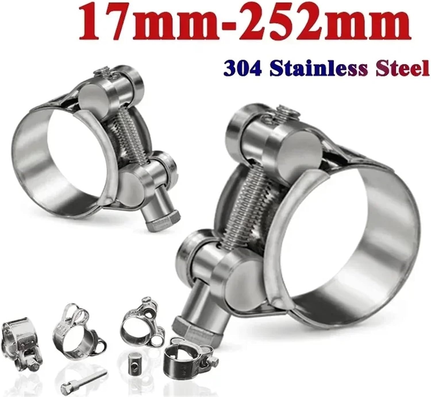 Conduit Clamps 5 Pcs Stainless Steel Powerful Hose Clamps Exhaust Air Water Pipes Sealing Powerful Strength Repair Welding Tools For Fixing Pipe，Cable(214-226mm)