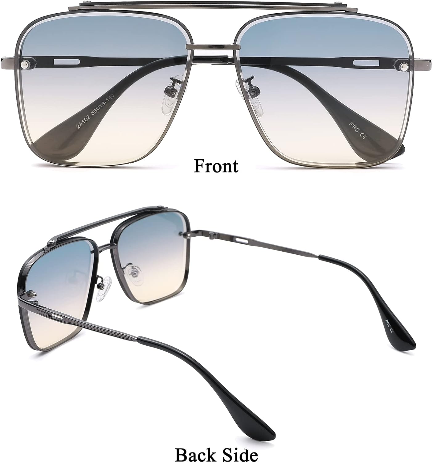 COASION Mens Sunglasses Costume Eyewear Retro Square Aviator Sun Glasses Frames for Women - Image 3