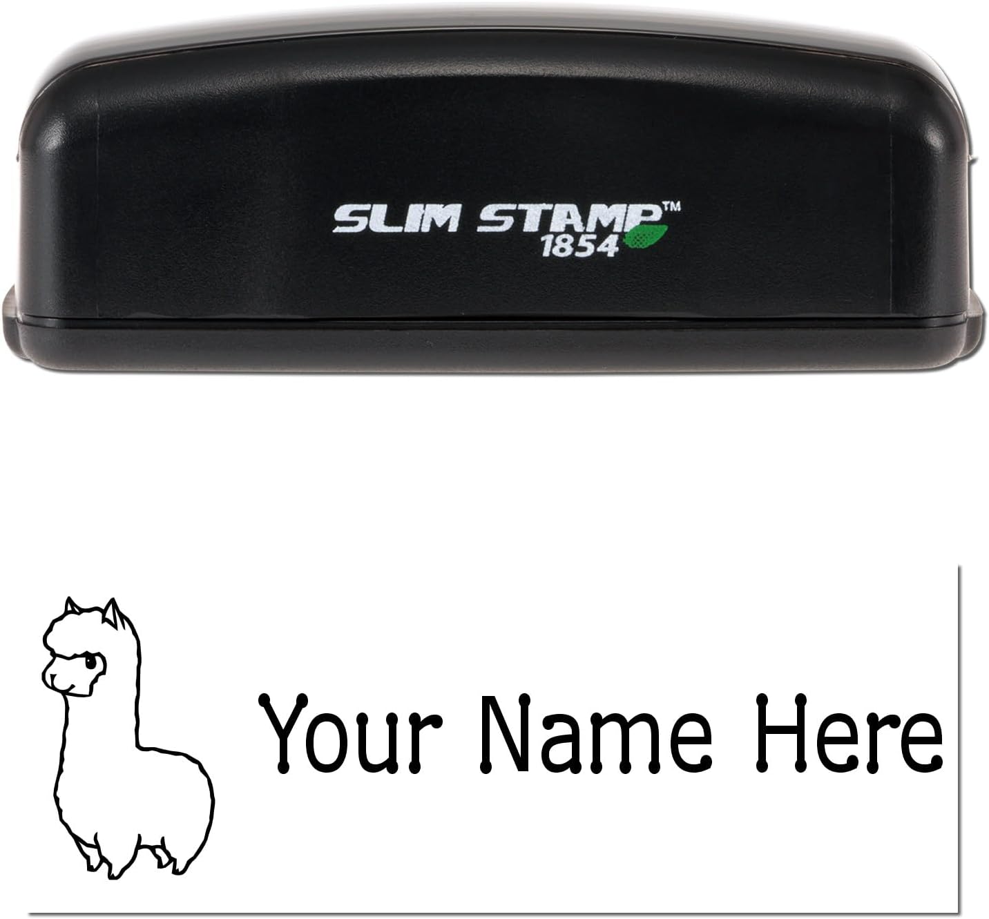 Large Slim Pre-Inked Llama Teacher Signature Stamp | Customize Ink Stamper for Classroom Documents | Handmade Ink Stamper with Custom Text | Professional Self-Inking Stamp 7/8 x 2-1/4