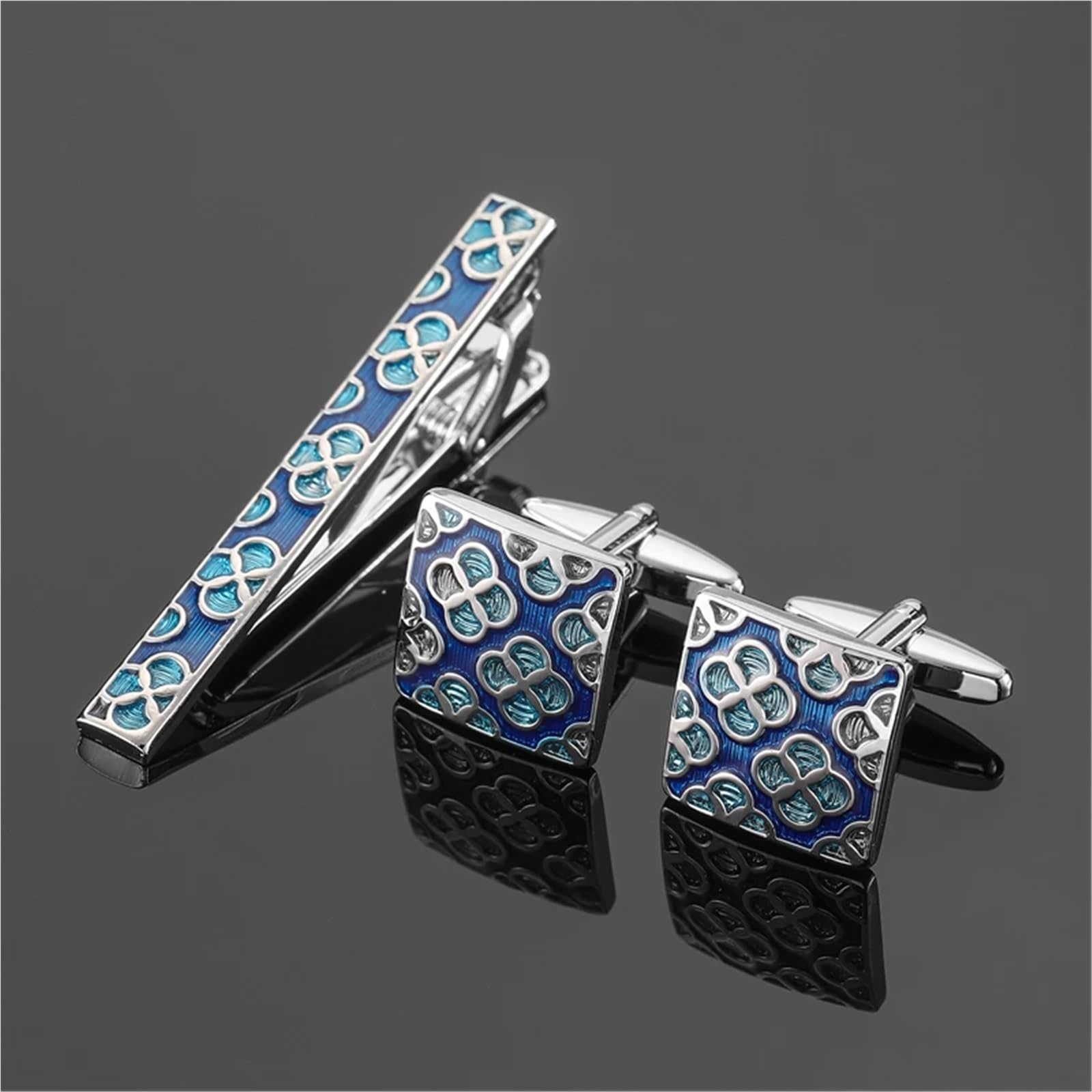 Juego de gemelos con clip corbata cobre for camisa hombre, regalo joyería moda Para Hombres