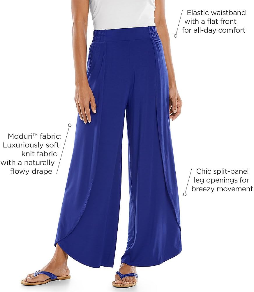 Women's Wide Leg Pants with Overlap Detail - UPF 50+ Sun Protection - Lynsu