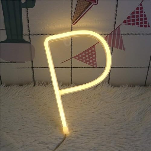 Miniatura 5 de ENUOLI Letras LED de neón, luces del alfabeto, letras de marquesina, luces de noche, lámpara de fiesta, funciona con bateríasUSB, ideal para pared,