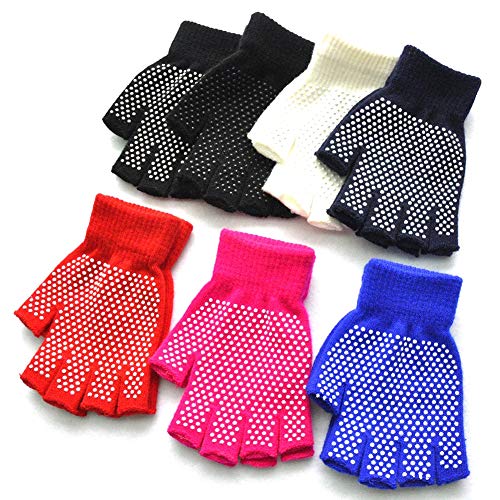 Boys and Girls Solid Anti-slip Half Finger Gloves Fingerless Yoga Gloves4