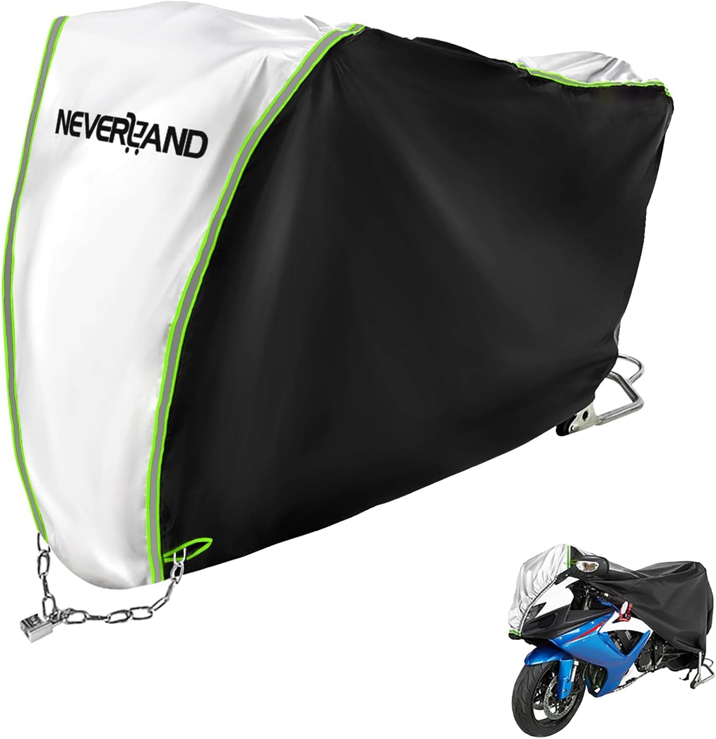 NEVERLAND Motorcycle Cover Waterproof Outdoor Storage,Heavy Duty Durable Night Reflective Motorcycle Covers for Harley Davidson Yamaha Honda Grom Suzuki 104″ Motors (XXL & Lockholes) NEVERLAND Motorcycle Cover Waterproof Outdoor Storage,Heavy Duty Durable Night Reflective Motorcycle Covers for Harley Davidson Yamaha Honda Grom Suzuki 104″ Motors (XXL & Lockholes)