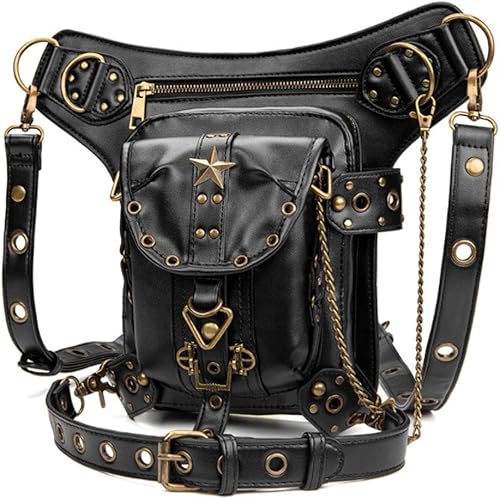 Miniatura 3 de Rullar - Bolsa de cintura unisex para senderismo estilo steampunk estilo militar para colgar en la pierna color negro