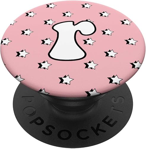 Estética rosa pastel con estrellas y R inicial - Letra R PopSockets intercambiable PopGrip