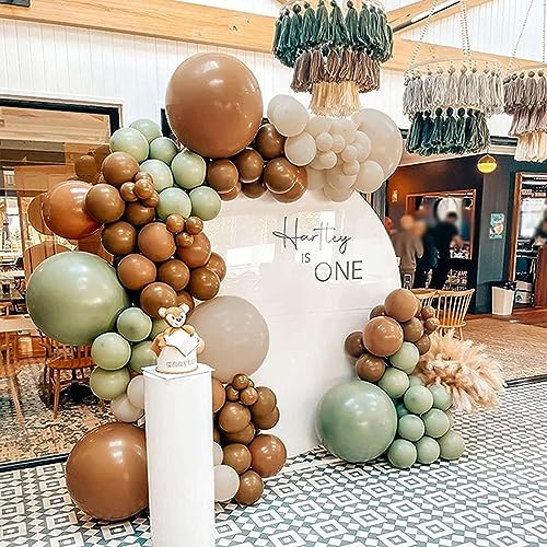 Image of KALOR 10 Inch Retro Avocado Green Balloons, 100 Pcs Latex Helium Balloons for Kid's Birthday Party Baby Shower Wedding Graduation Graduation Party Decorations